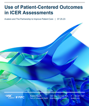 Image of the Avalere/PIPC white paper cover page for the Use of Patient Centered Outcomes in ICER Assessments 