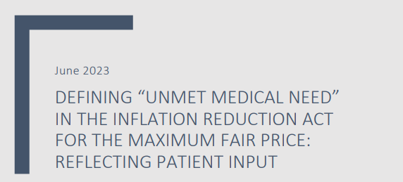 Defining Unmet Medical Need in the Inflation Reduction Act for the Maximum Fair Price: Reflecting Patient Input